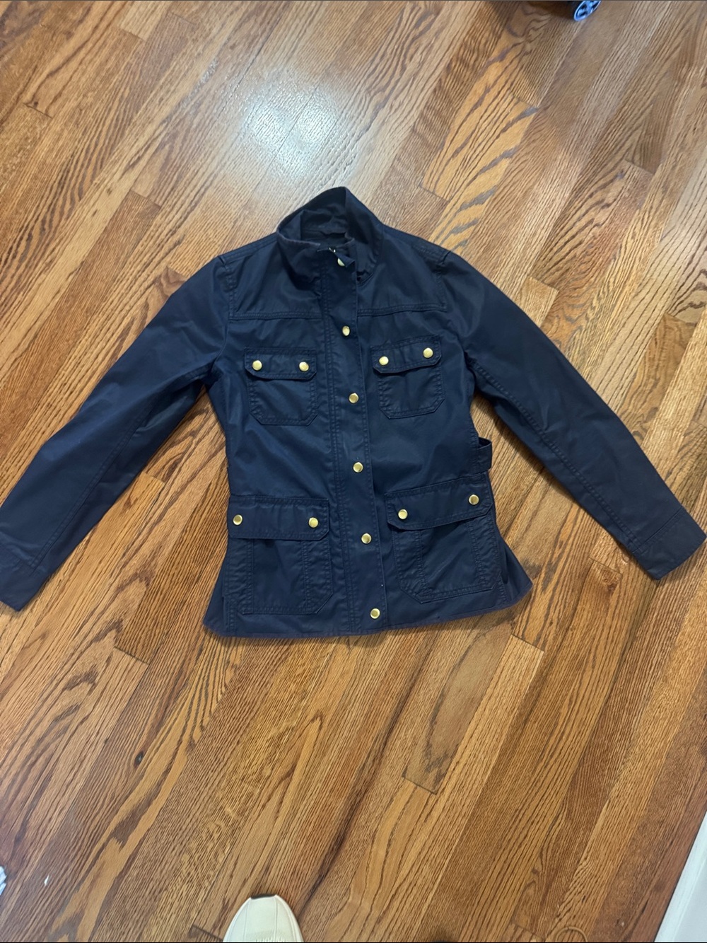 J. Crew Navy Utility Jacket with Gold-Tone Buttons